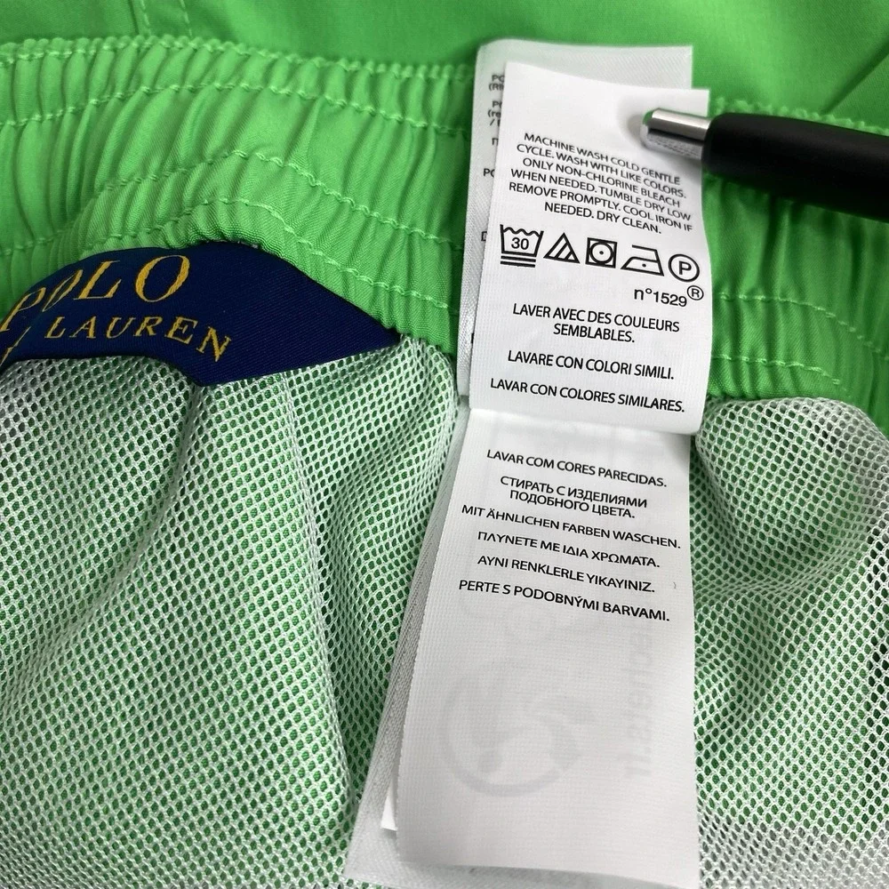 Polo Ralph Lauren Men's XL Neon Green Swim Trunks Shorts Mesh Lined‎